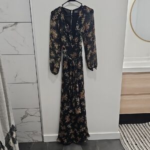 Dress Forum Black Floral Long Sleeve Dress